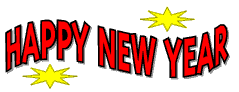 Happy New Year Sign, Exploding Stars Animated Happy New Year Text Sign