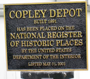 Historical Marker Copley Depot