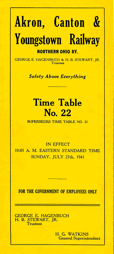 AC&Y Time Table No.22 1941